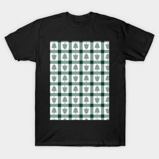 Festive Farmhouse Pine Tree Checkerboard - Emerald Green -  Cozy Winter Collection T-Shirt